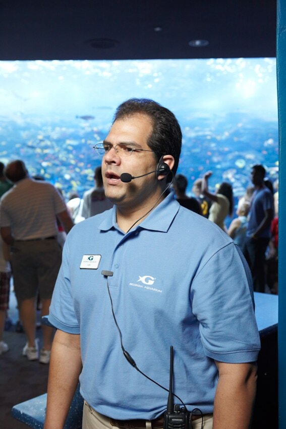 Event staff member with Kenwood radio headset